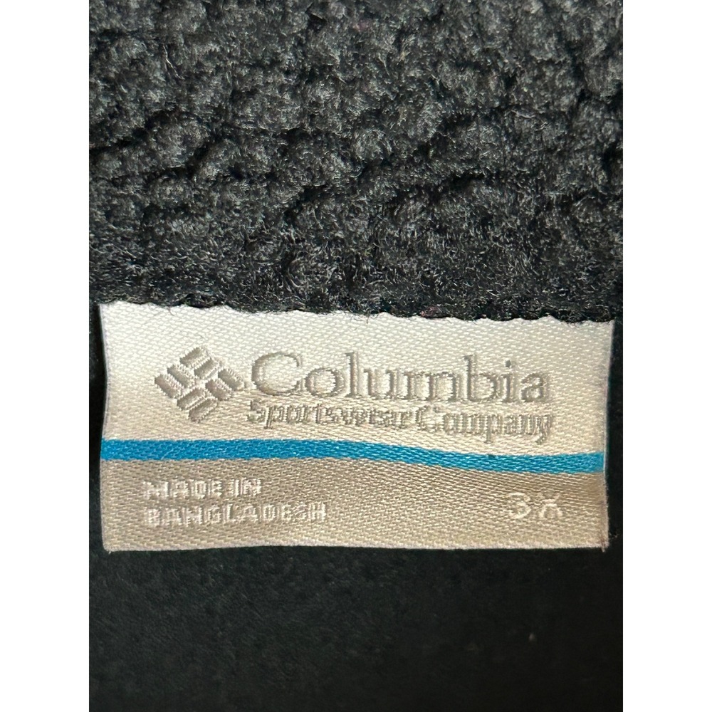 Columbia Panorama Long Jacket Black Sherpa Fleece Funnel Neck Coat AW1333 3X - Picture 4 of 5
